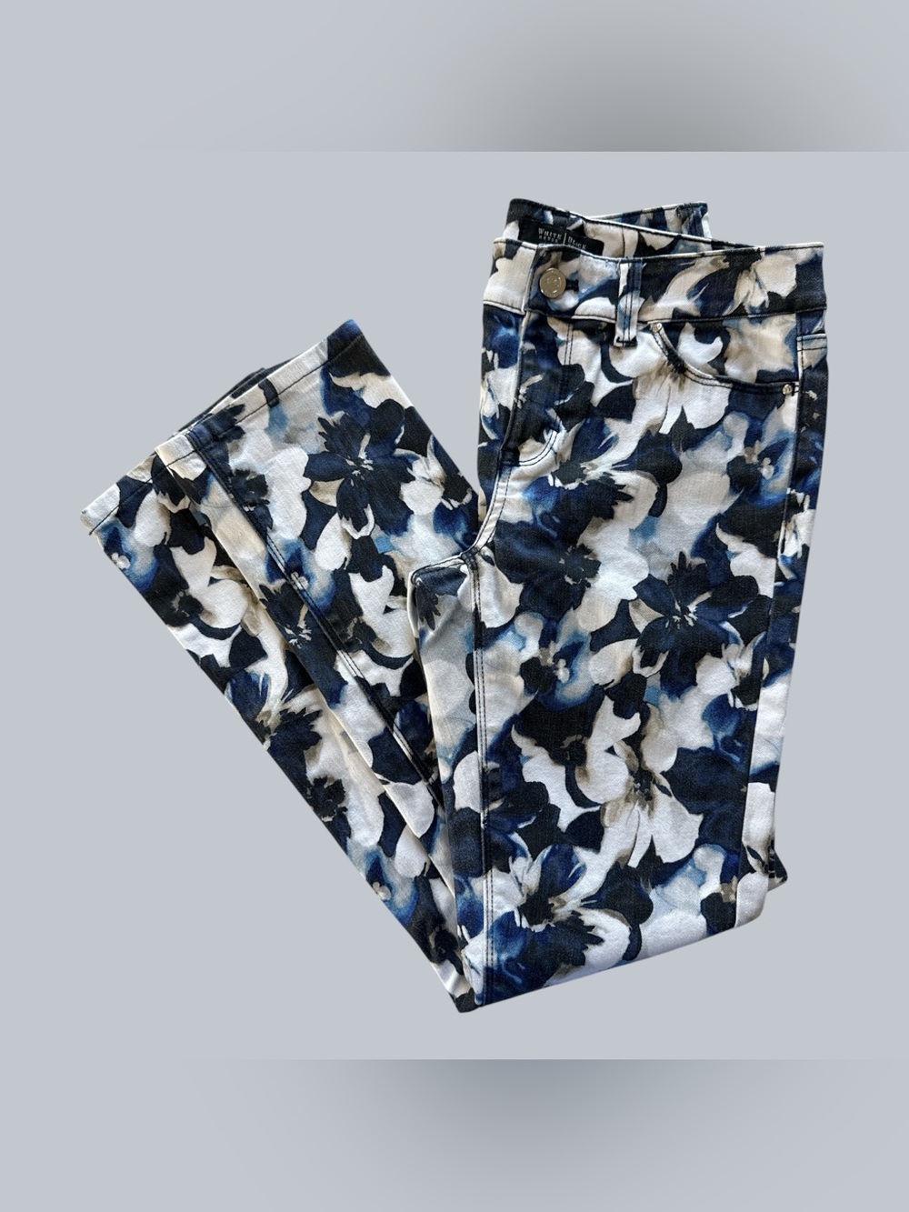 White House Black Market Size 0S Blanc Floral Slim Ankle Denim Pants